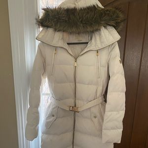 Michael Kors White Winter Coat with Fur hood